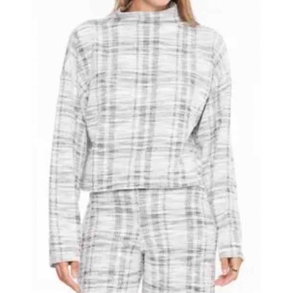 NEW RIPLEY RADER women's boucle funnel neck top in black/white